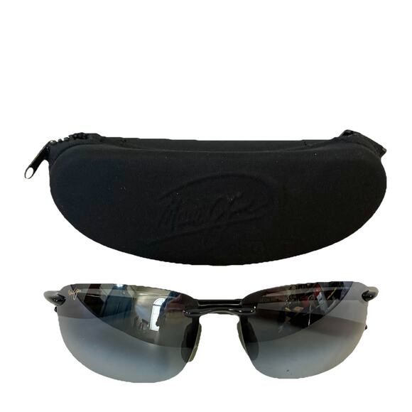 Maui Jim Hookipa Rimless Sunglasses, Gloss Black/Neutral Grey, MJ407-02 - Picture 1 of 15